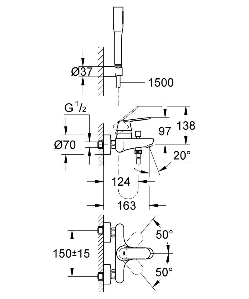 Смеситель для ванны GROHE EUROSMART COSM 32832000 - фото 2