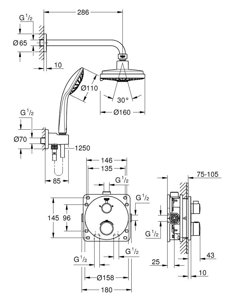 Набор для комплектации душа GROHE Grohtherm 34735000 - фото 2