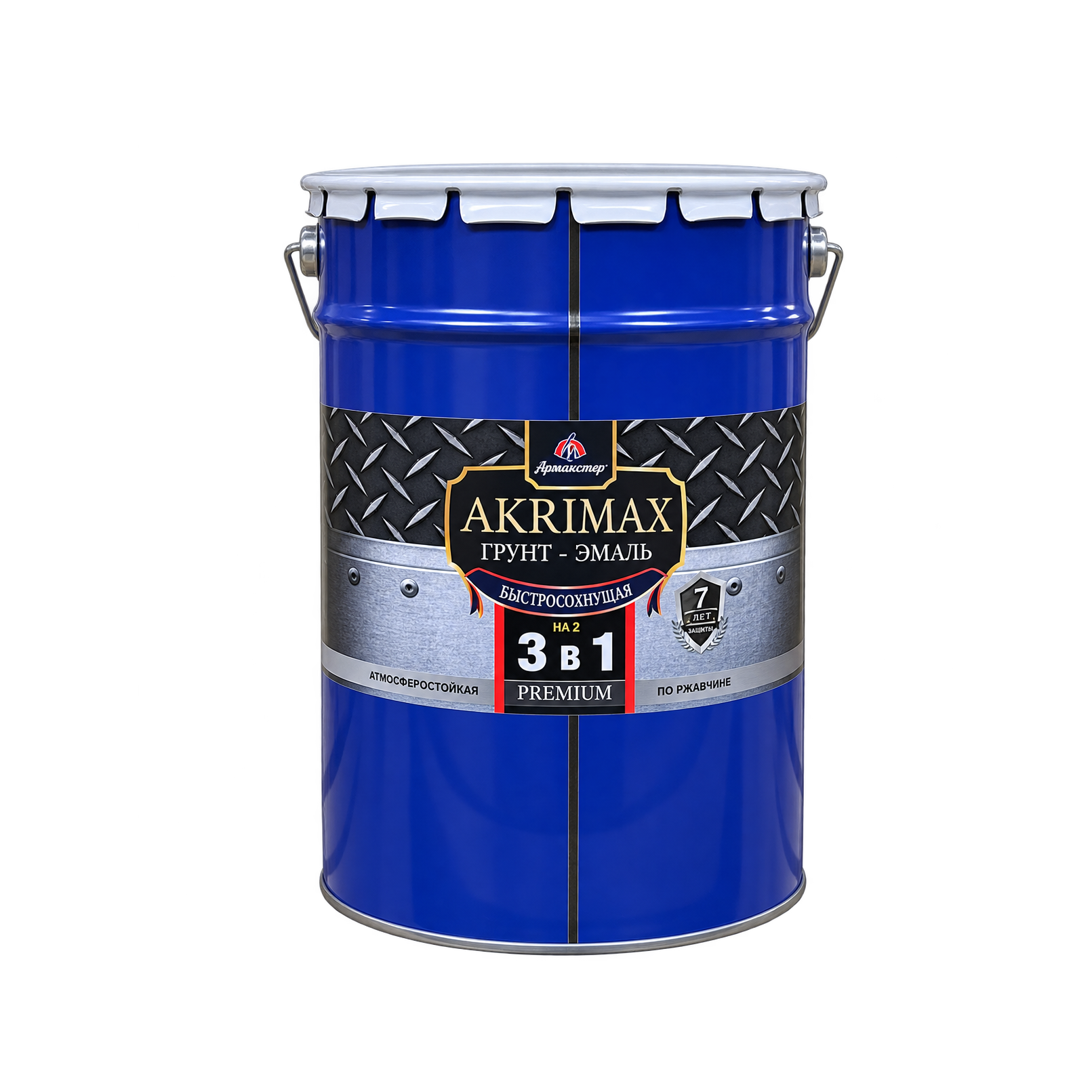 Грунт-эмаль по ржавчине 3 в 1 быстросохнущая матовая Akrimax 25 кг (серая)
