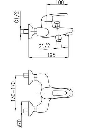 Смеситель для душа KFA ALBIT моно, без аксессуаров 4604010 - фото 2