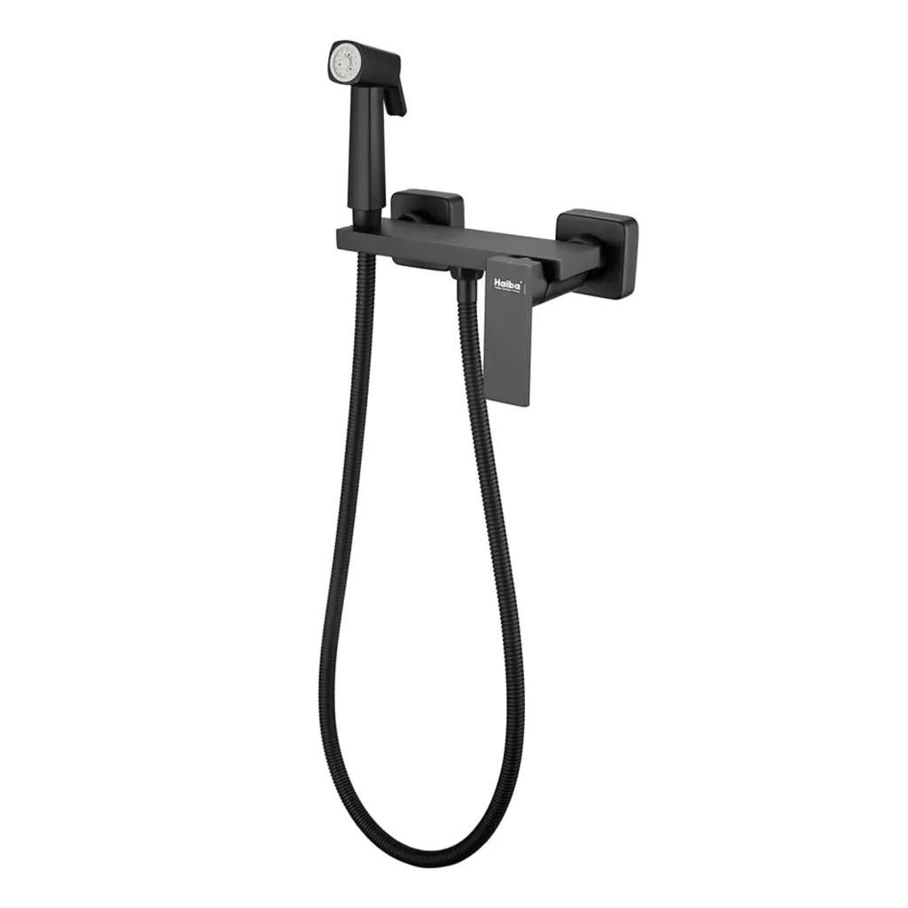 Смеситель для биде HAIBA HB5517-7 настенный с гигиеническим душем чёрный