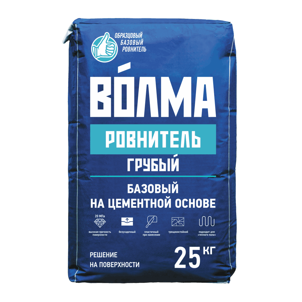 ВОЛМА РОВНИТЕЛЬ ГРУБЫЙ Напольная цементная смесь (стяжка) 25 кг (ВТР)