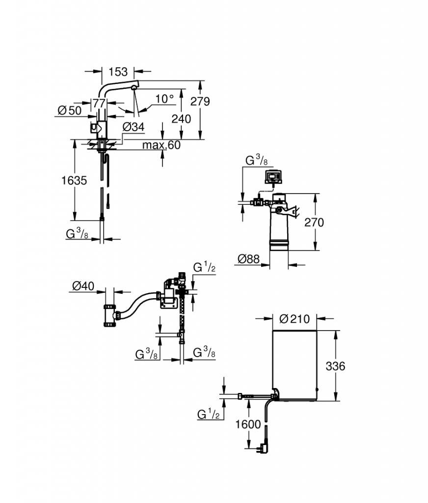 Смеситель для мойки GROHE RED II MONO с бойлером 3л. 30339001 - фото 2