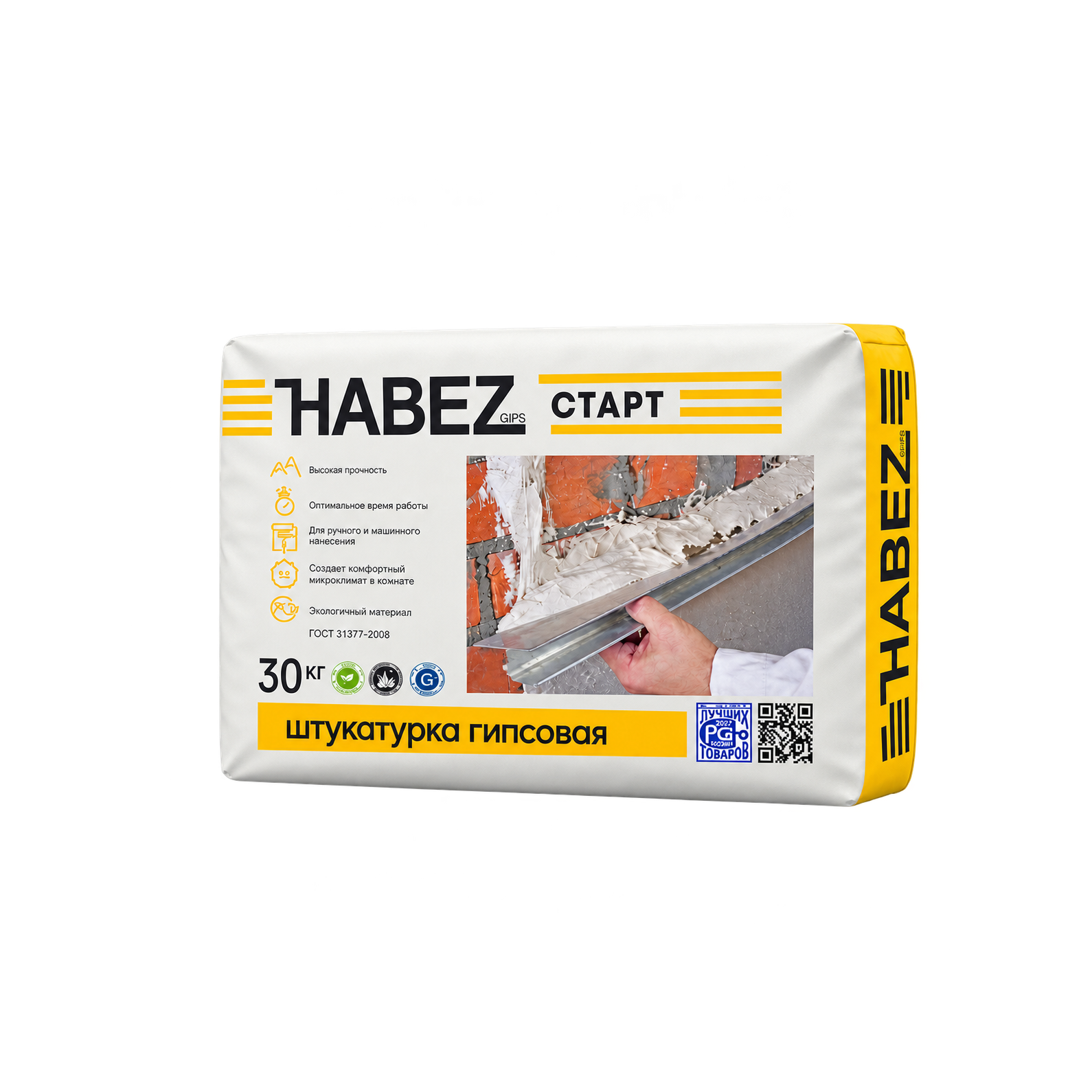 HABEZ СТАРТ Штукатурка гипсовая РН, 30 кг, белая