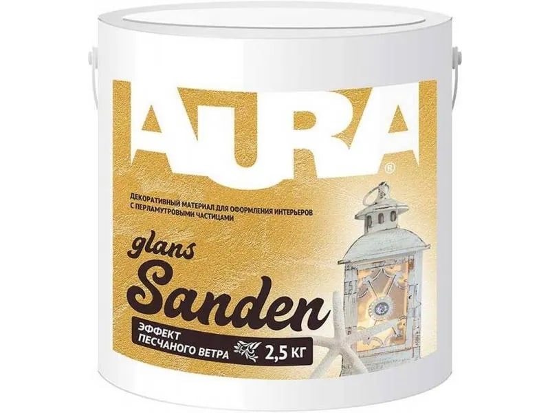 AURA Декоративный материал " Sanden Glans Silver" 2,5 кг/2,07 л