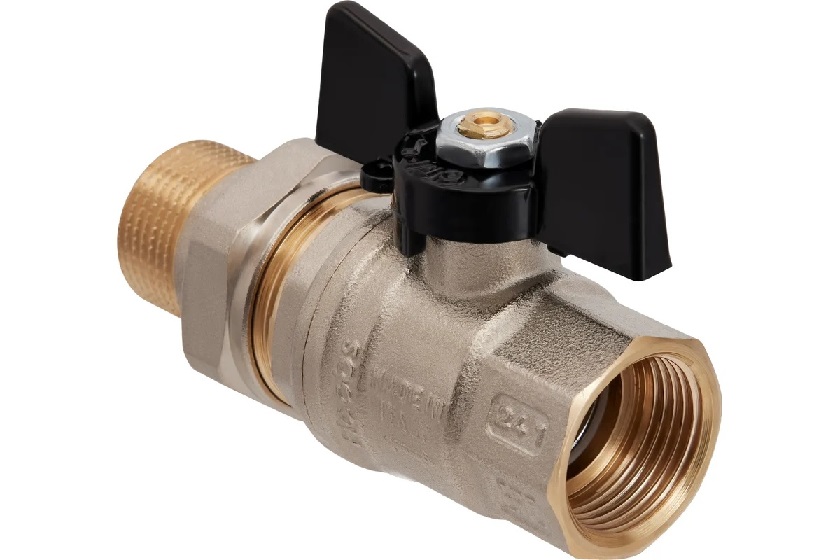 Кран шаровой Hoobs Orion 1 1/4" американка, ручка-бабочка, чёрный