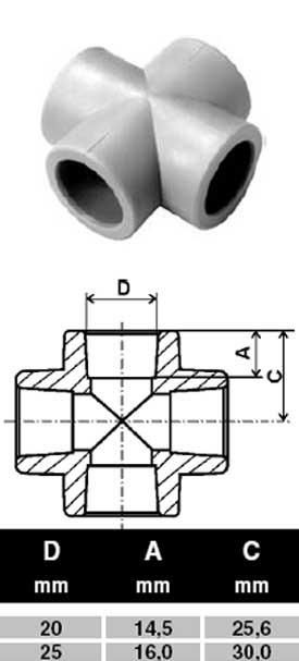ПП Крестовина Ekoplastik D25 (серый)