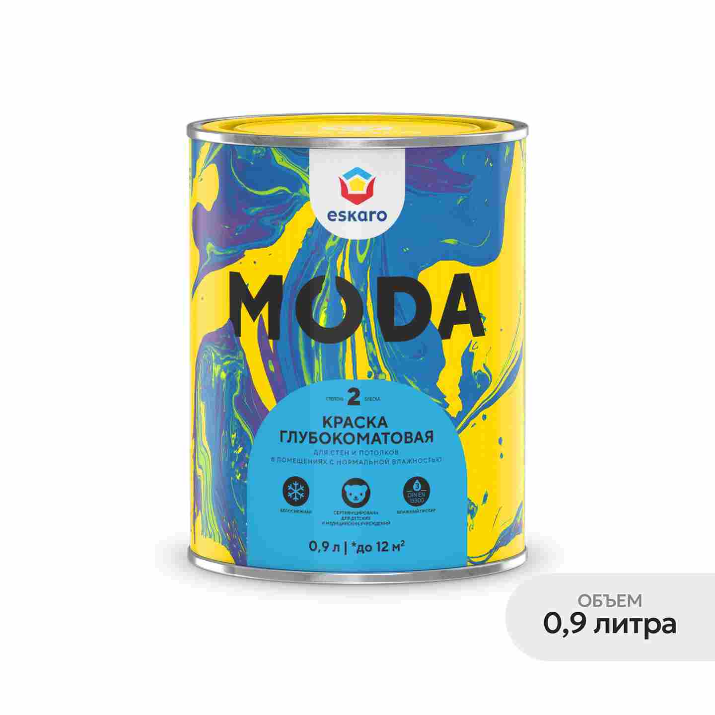 Краска глубокоматовая Eskaro MODA 2 (база А - белая), 0,9 л