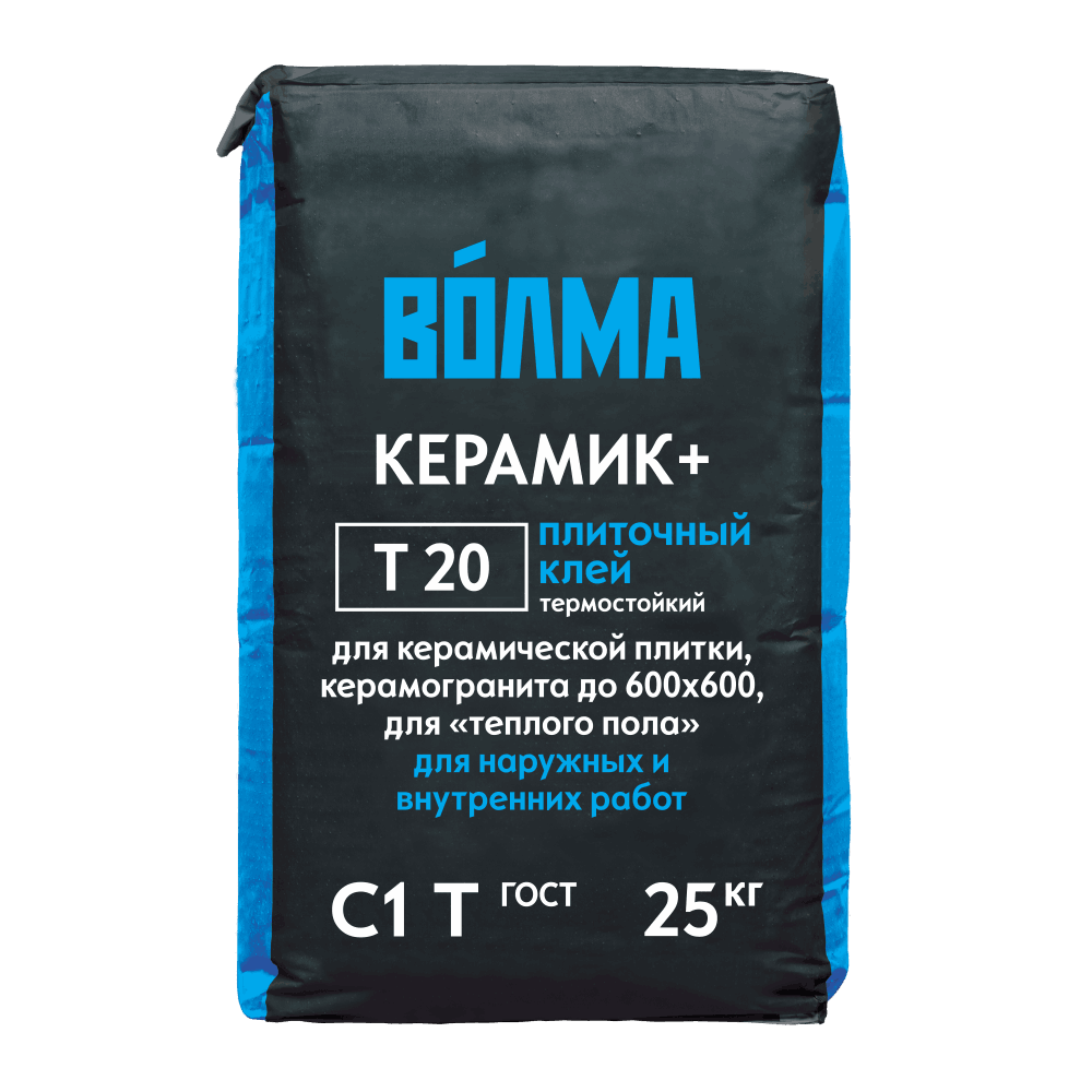 ВОЛМА Термостойкий плиточный клей Керамик плюс Т20 25 кг