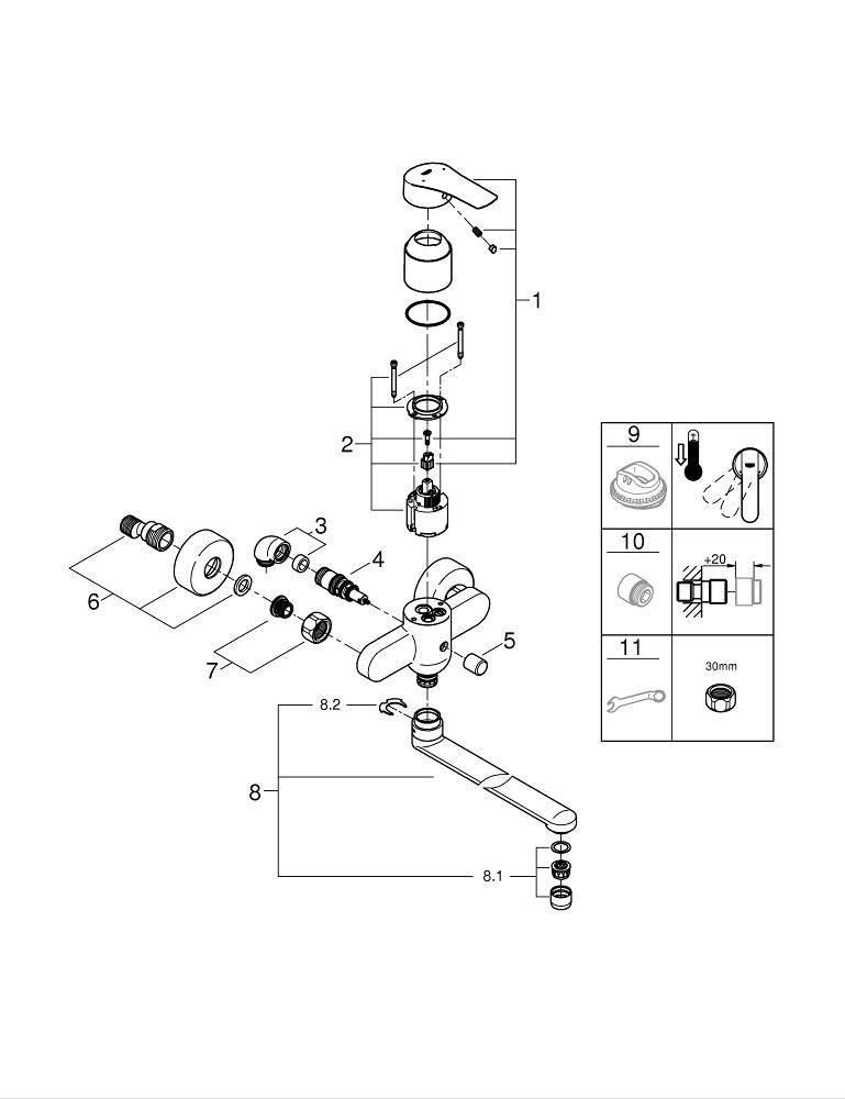 Смеситель для ванны GROHE EUROSMART длинный без аксессуаров 23992003 - фото 3