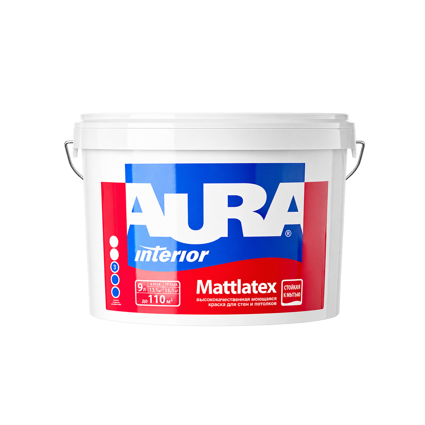 Краска моющаяся для стен и потолков Aura MATTLATEX основа TR 0,9 л