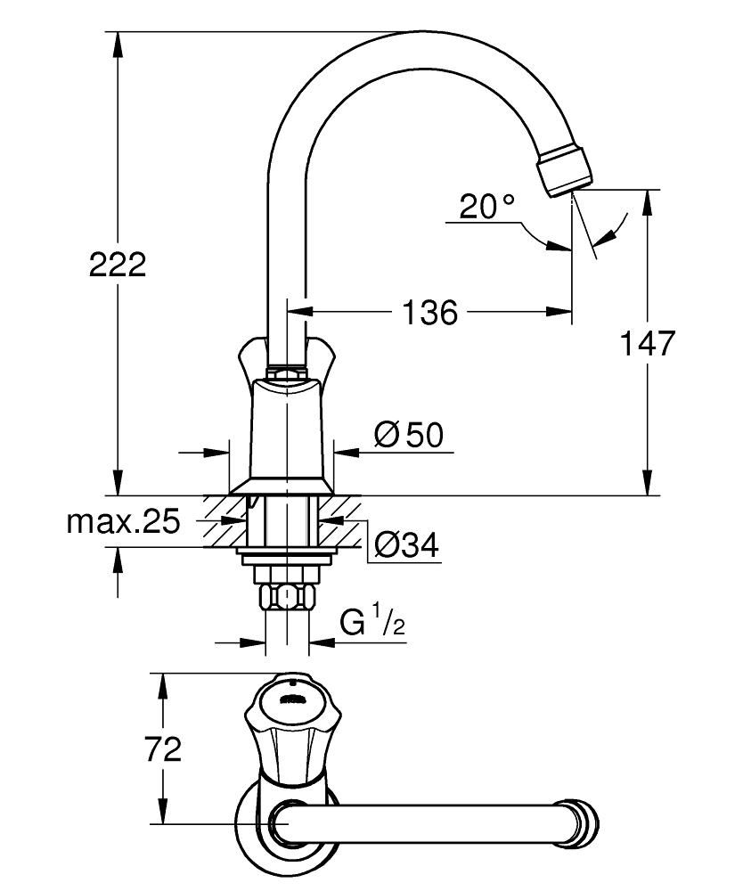 Смеситель для мойки GROHE COSTA L 20393 001 - фото 2