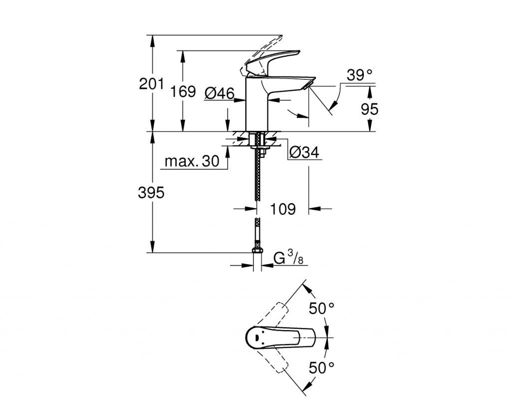 Смеситель для умывальника GROHE EUROSMART 3/8 32467003 - фото 5