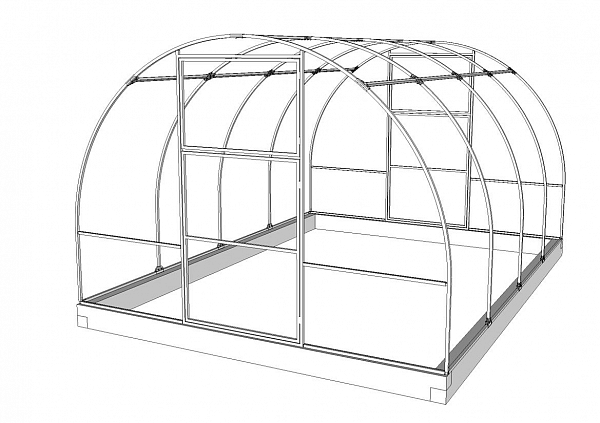 Каркас теплицы 3*2,1*6 м (Шаг дуги 1 м) оцинкованный