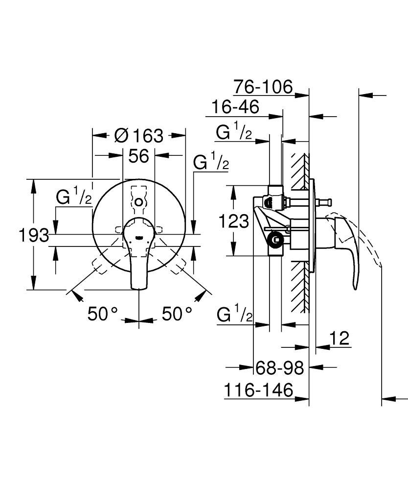 Панель GROHE EUROSMART с механизмом 2т 33305002 - фото 2