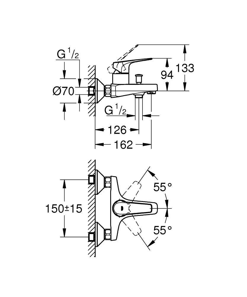 Смеситель для ванны GROHE BAUFLOW без аксессуаров 23601000 - фото 2
