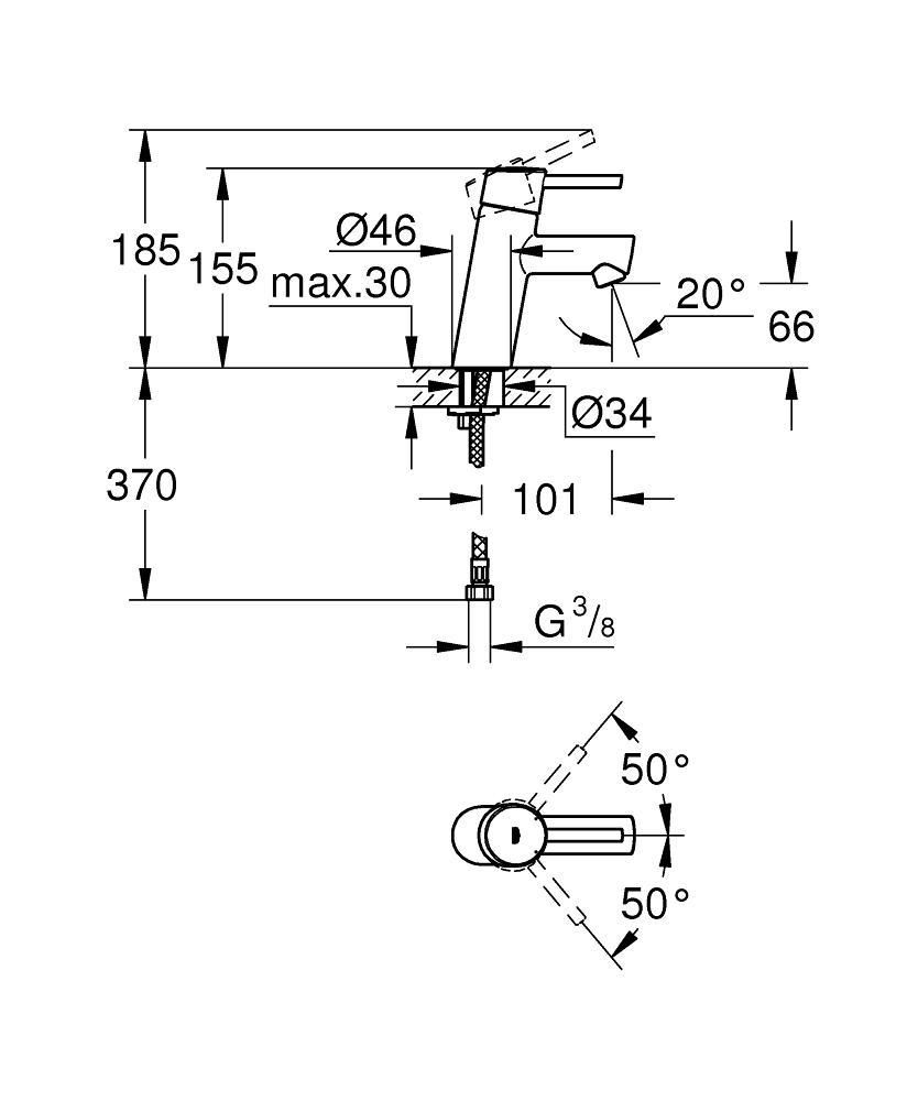 Смеситель для умывальника GROHE CONCETTO 3/8 3224010E - фото 2
