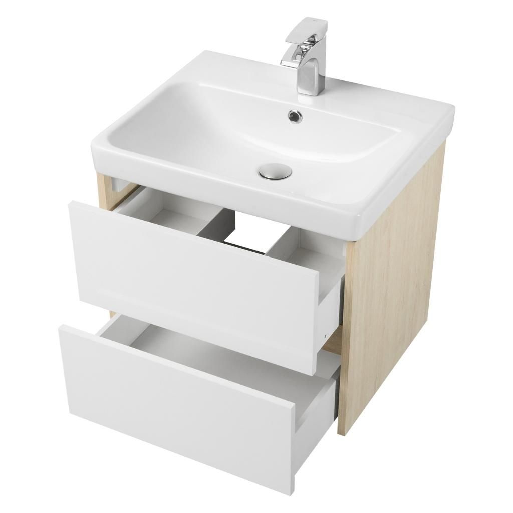 Тумба AQUATON СКАНДИ 70 подвесная без чаши белый, дуб верона 1A251801SDB20 - фото 2