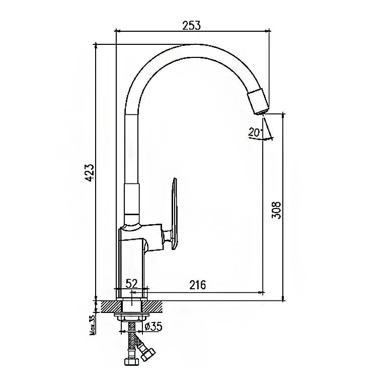 Смеситель для мойки HAIBA HB73548-8 белый, хром 1/2 - фото 3