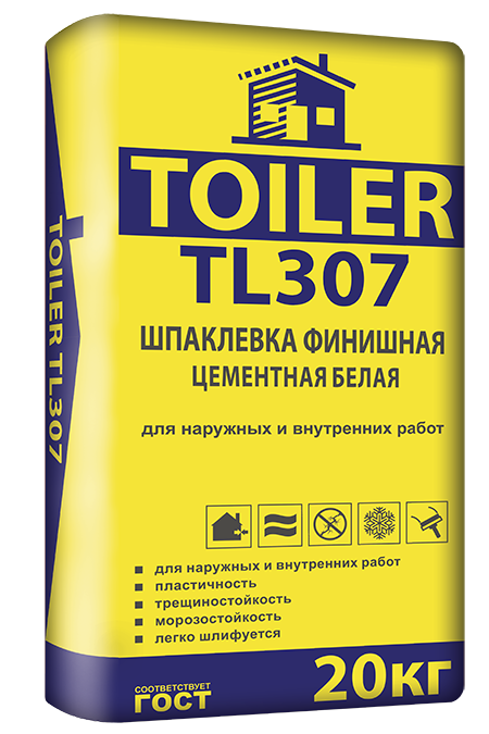 TOILER Шпаклевка финишная цементная TL 307 белая, 20 кг