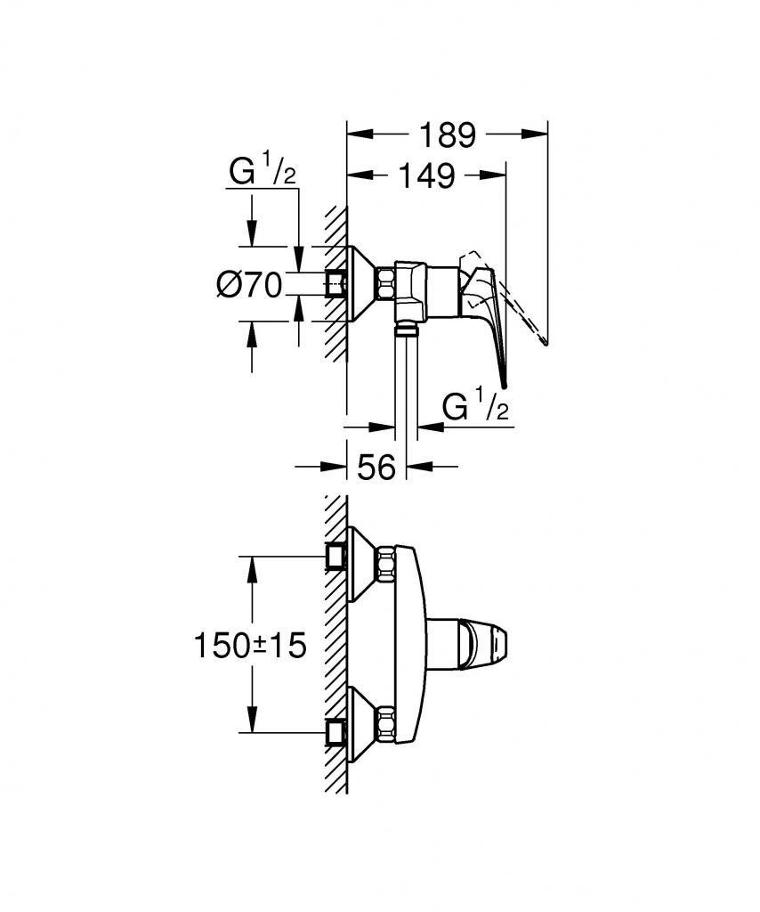 Смеситель для душевой кабины GROHE BAUFLOW без аксессуаров 23632000 - фото 2