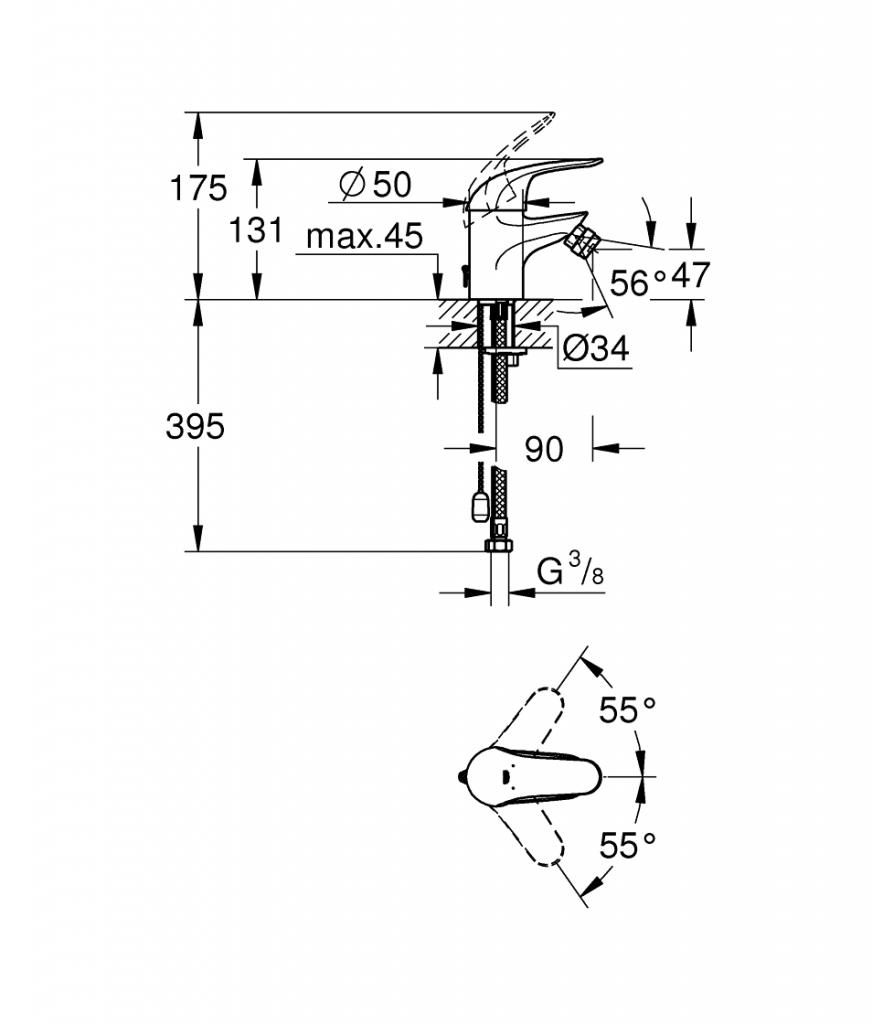 Смеситель для биде GROHE EUROECO 3/8 32882000 - фото 2