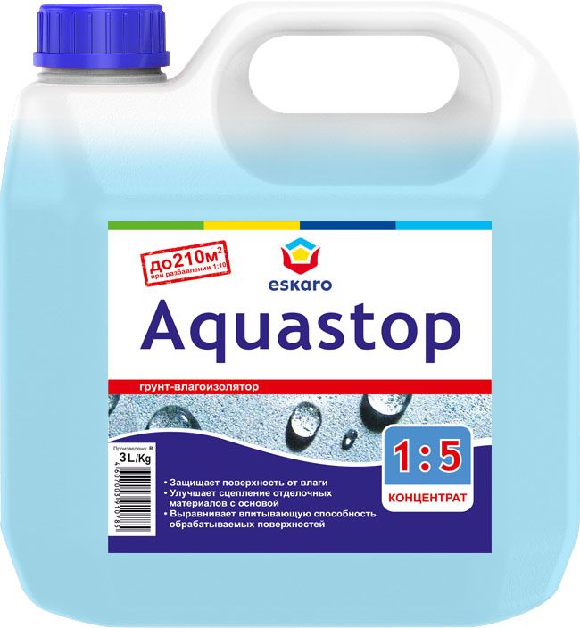 Акриловый грунт-влагоизолятор Eskaro Aquastop, 3 л