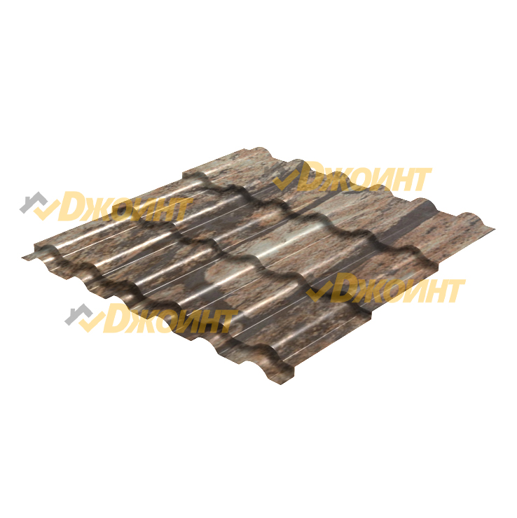 Металлочерепица ДЮНА 35 0,5 Printech Fine Stone 3D (Светлый камень 3D)