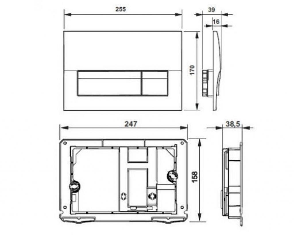 Клавиша ROCA B01 двухрежимная хром матовый для монтажной системы 78901170B0 - фото 2