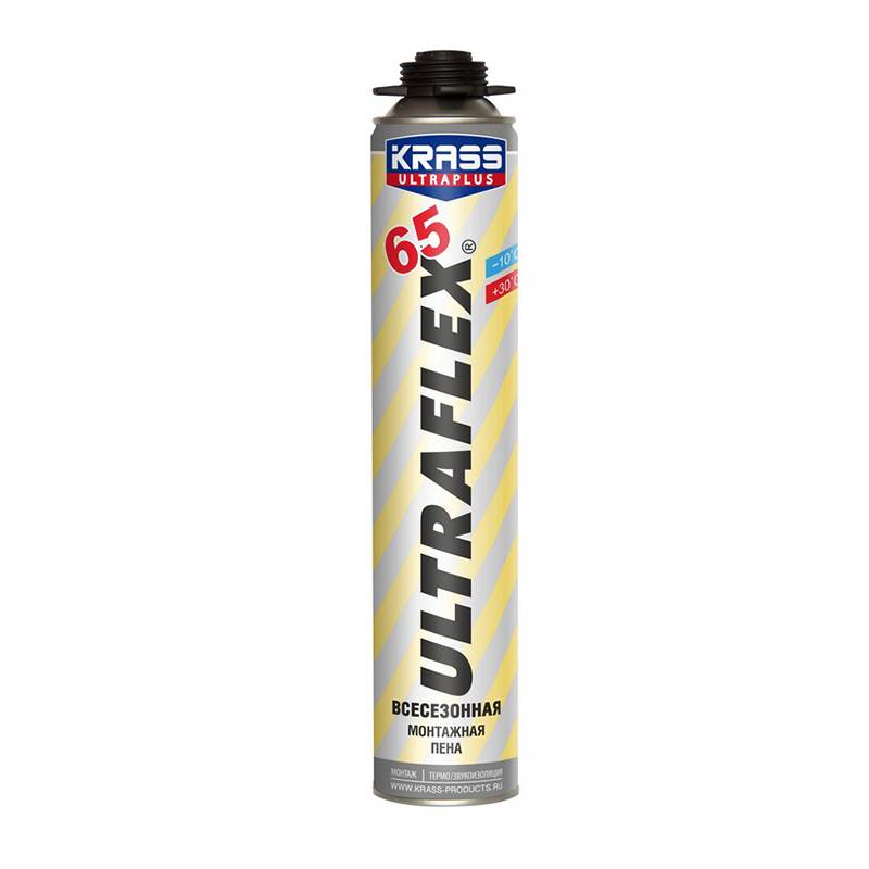 Пена монтажная Krass Ultraflex 65 пистолетная всесезонная 0,82 л