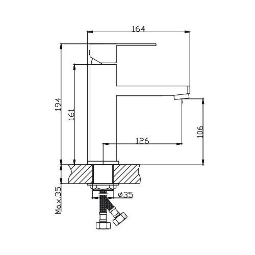 Смеситель для умывальника HAIBA HB10803-7 нержавеющая сталь, черный 1/2 - фото 2