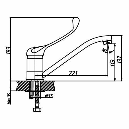 Смеситель для мойки HAIBA HB4254 хирургический 1/2 - фото 2