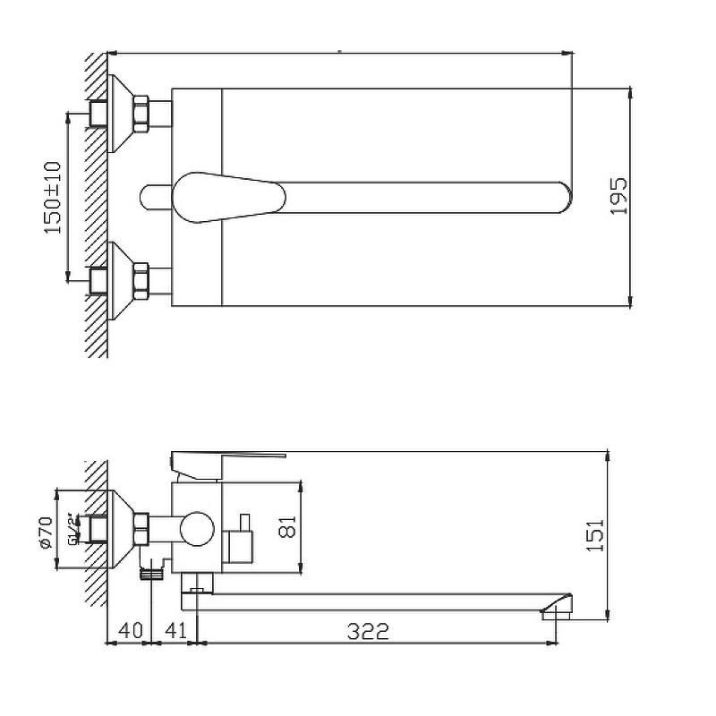 Смеситель для душа HAIBA HB22802 длинный излив, нержавеющая сталь - фото 2