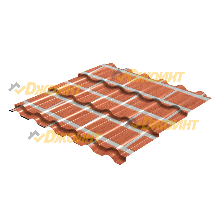 Металлочерепица ДЮНА 25 0,5 Printech Red Brick (Красный кирпич)