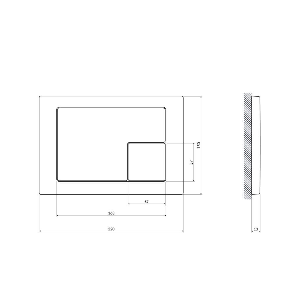 Клавиша двухкнопочная CERSANIT CORNER хром матовый 64107 - фото 3