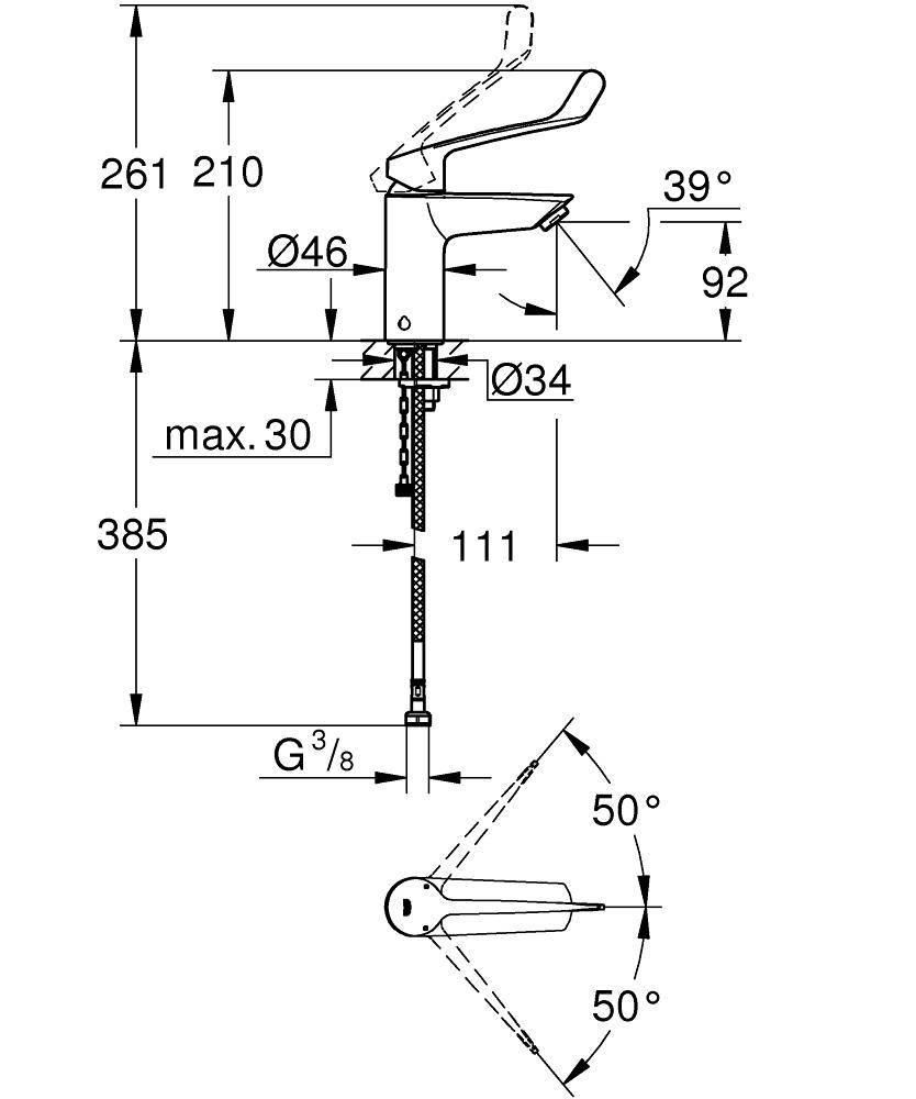 Смеситель для умывальника GROHE EUROSMART 3/8 23984003 - фото 3