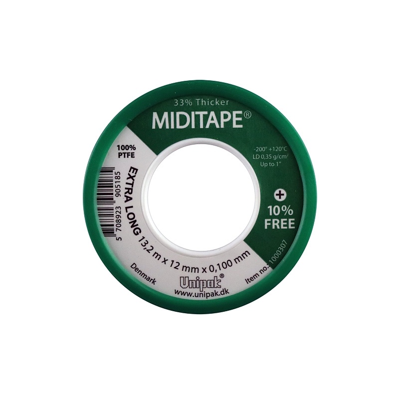 Фум-лента Unipak MIDITAPE 12 мм*13,2 м, толщина 0,10 мм