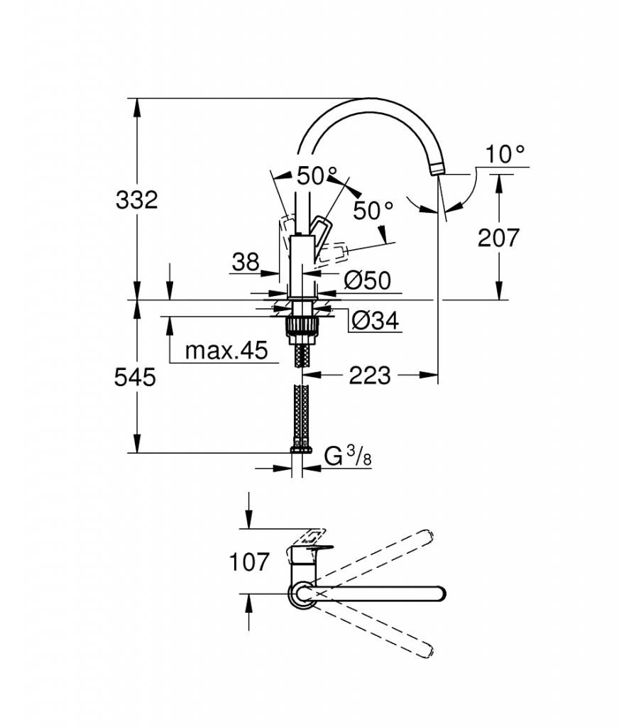 Смеситель для мойки GROHE BAULOOP 31368001 - фото 3