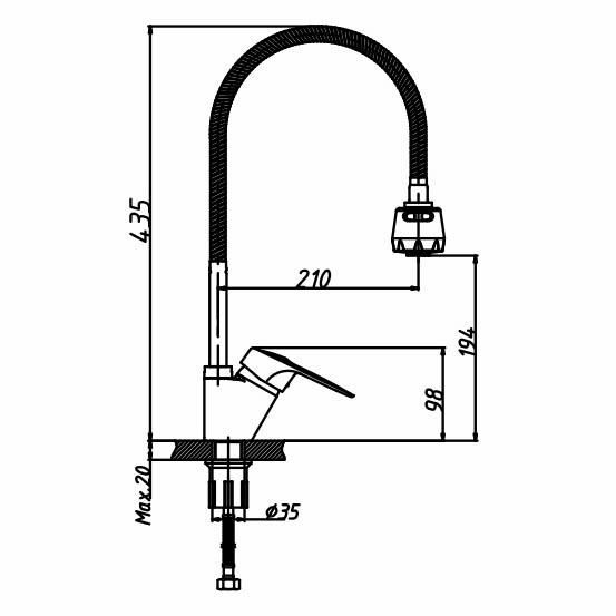 Смеситель для мойки HAIBA HB4304-3 гибкий излив 1/2 - фото 2