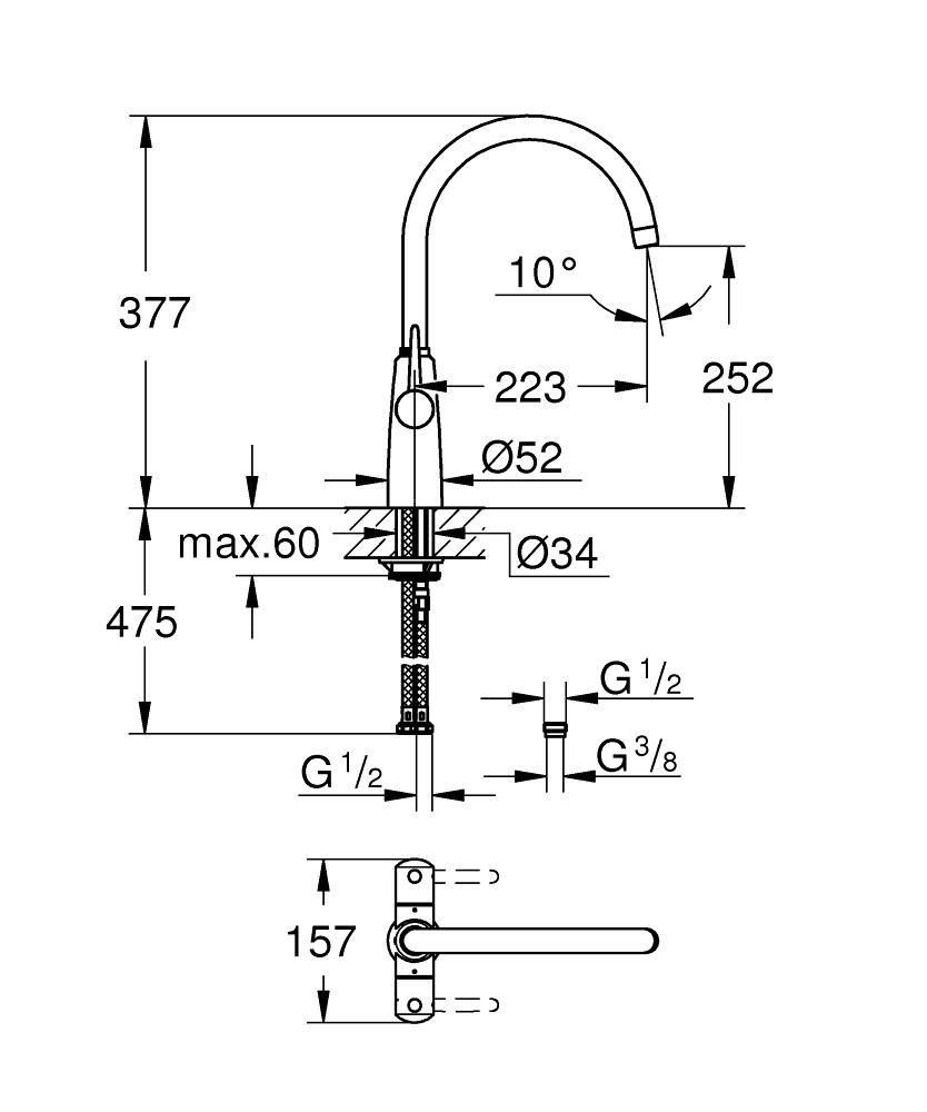Смеситель для мойки GROHE AMBI 3/8 30189000 - фото 2