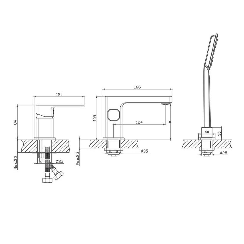 Смеситель для душа HAIBA HB80615 на 3 отверстия, набортный - фото 2