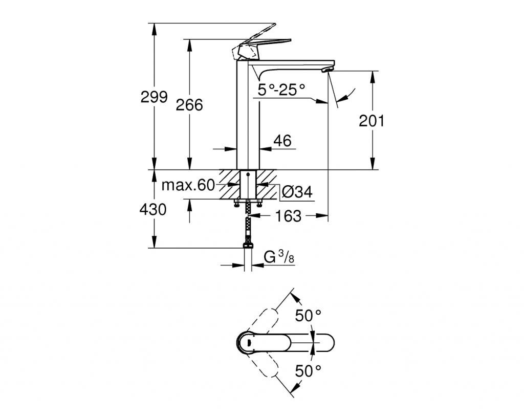 Смеситель для умывальника GROHE EUROSMART COSM высокий 3/8 23921000 - фото 4