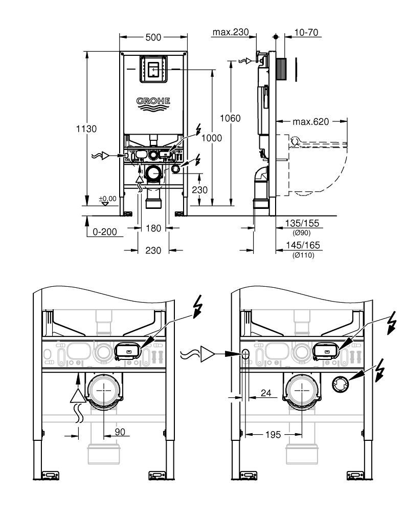 Монтажная система GROHE RAPID SLX 39603000 для унитаза комплект 3в1, с кнопкой - фото 3