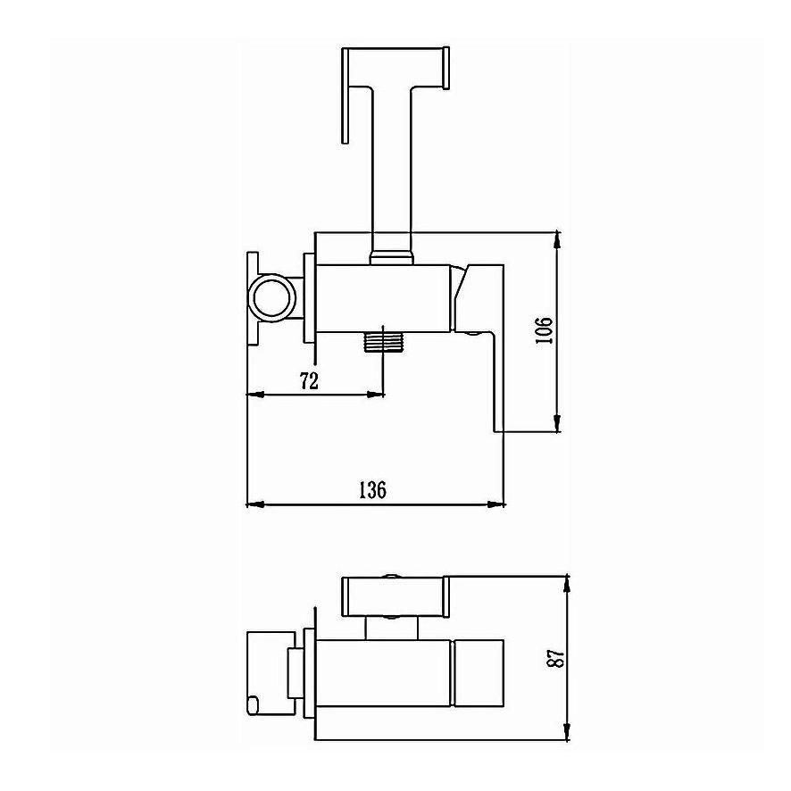 Смеситель для биде HAIBA HB5511-4 настенный с гигиеническим душем - фото 2