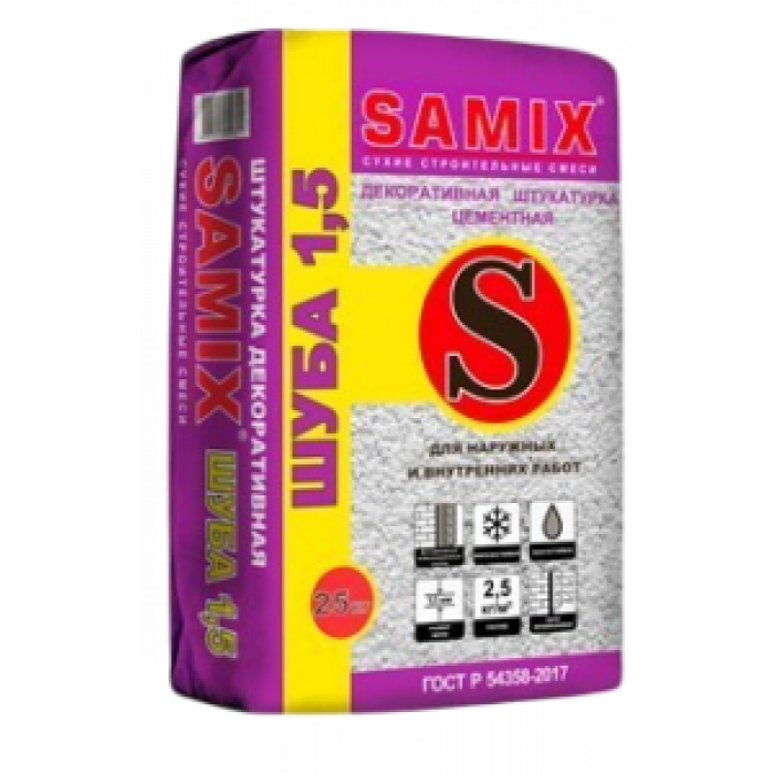 SAMIX ШУБА Декоративная штукатурка « 1,5» белая, 25 кг