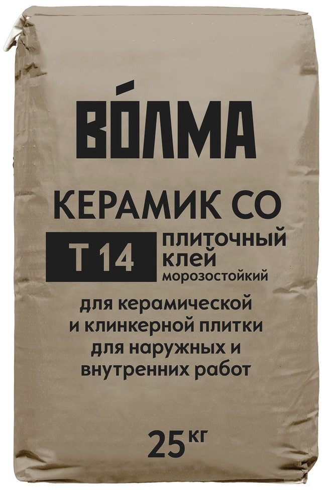 ВОЛМА Морозостойкий плиточный клей Керамик Т14 С0 25 кг