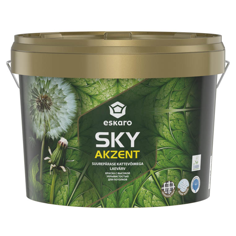 Краска для потолков Eskaro Akzent Sky (база А - белая), 9 л