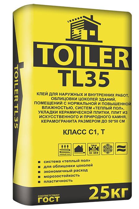 TOILER TL 35 Клей для плитки керамической и керамогранита, 25 кг