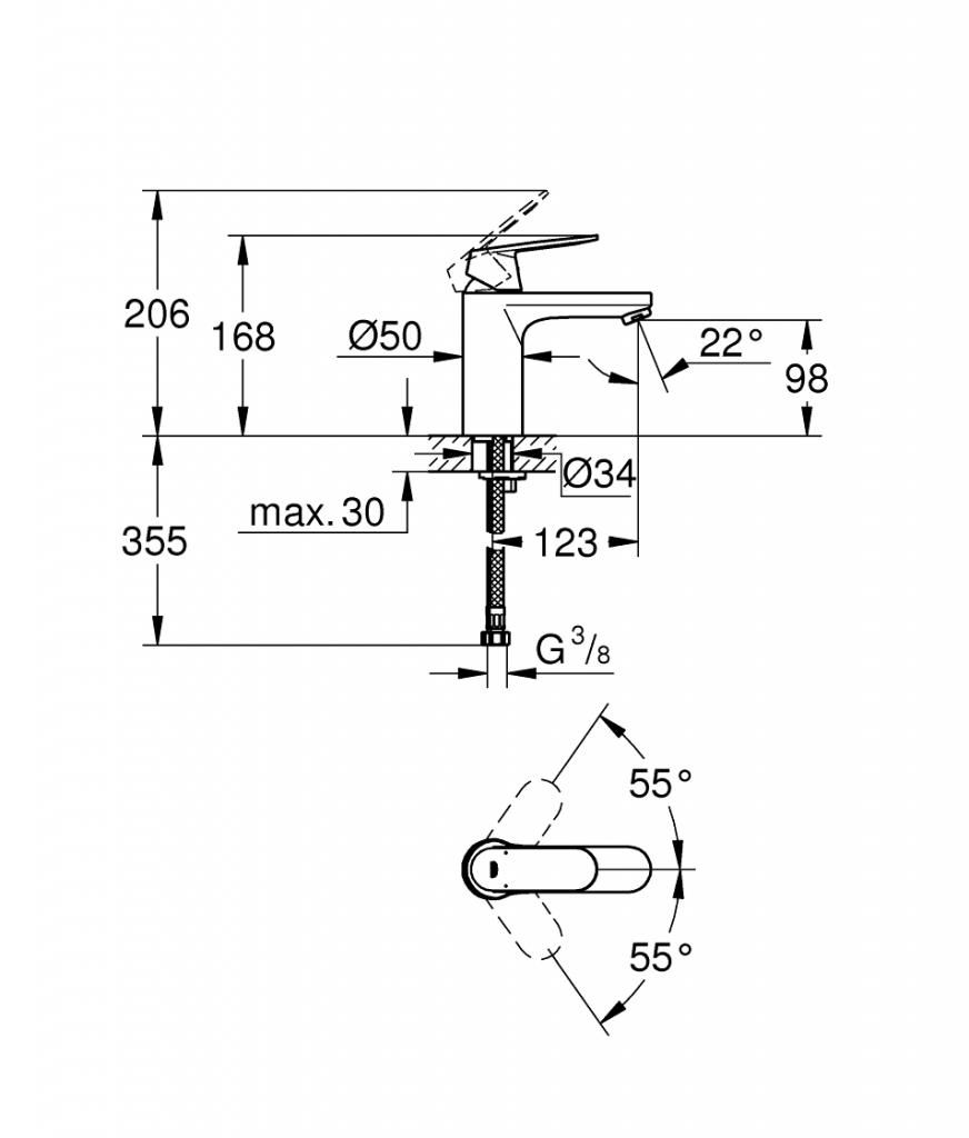 Смеситель для умывальника GROHE EUROSMART COSM 3/8 23327KW0 - фото 2