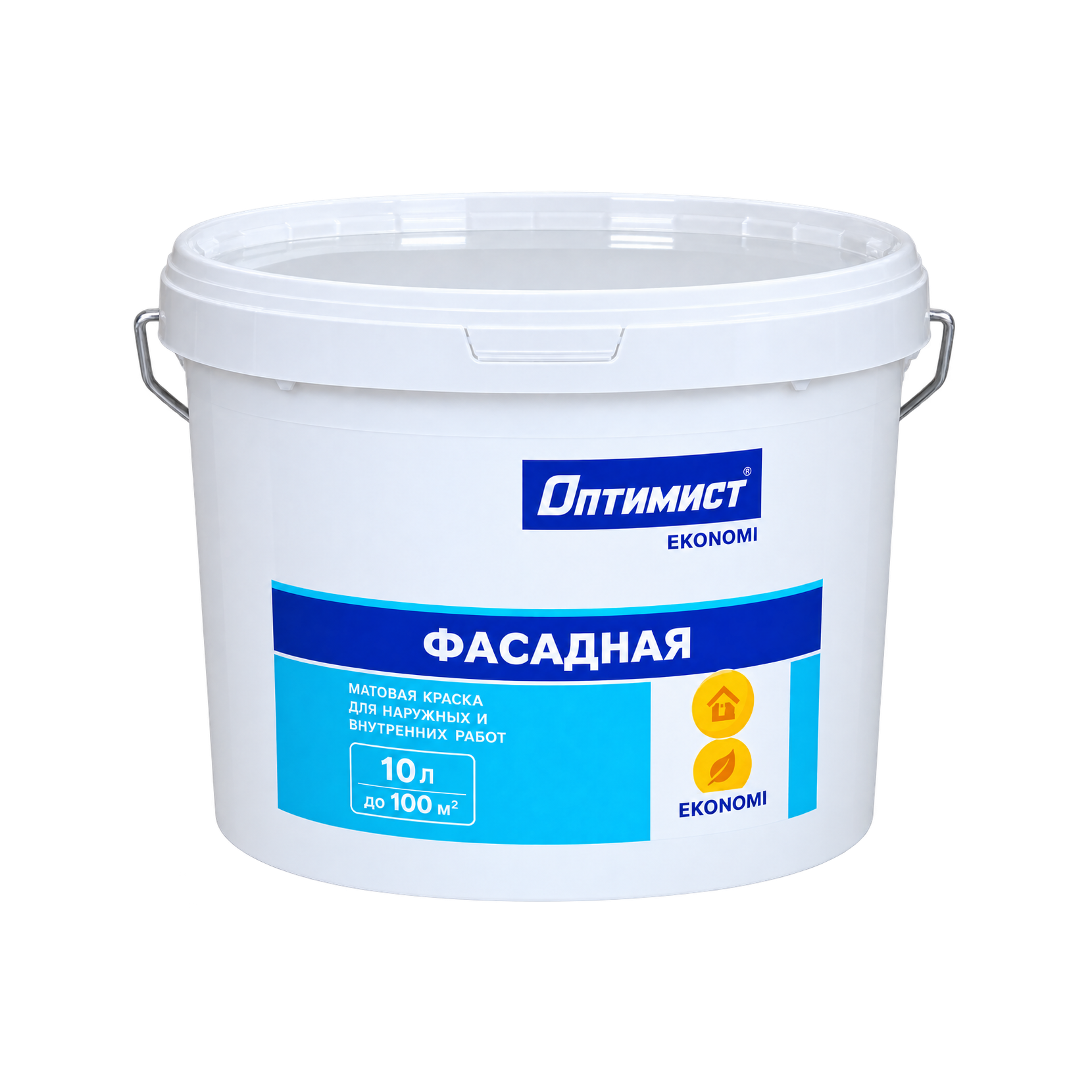 Матовая краска фасадная Оптимист EKONOMI, 10 л